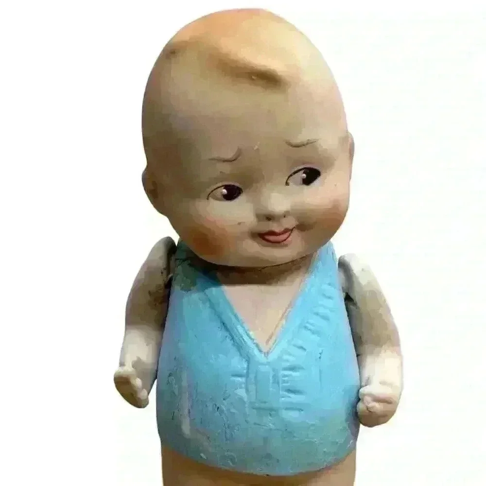Antique 5” German All Bisque Baby Bud Doll Closed Mouth